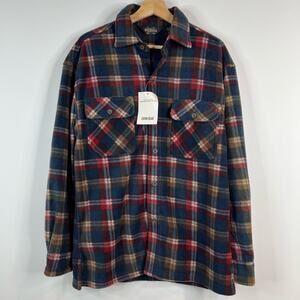 Guide Gear Polar Fleece Button Front Shirt Mens Medium Blue Red Plaid New NWT